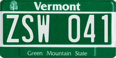 VT license plate ZSW041