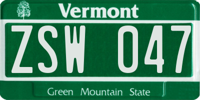 VT license plate ZSW047