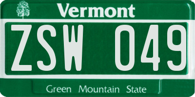 VT license plate ZSW049