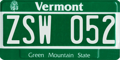 VT license plate ZSW052