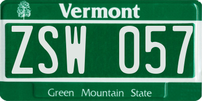VT license plate ZSW057