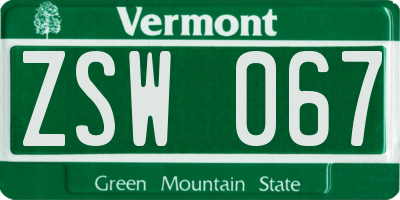 VT license plate ZSW067