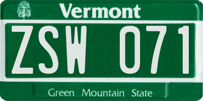 VT license plate ZSW071