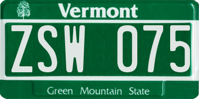 VT license plate ZSW075