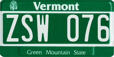 VT license plate ZSW076