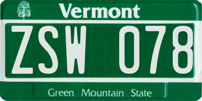 VT license plate ZSW078