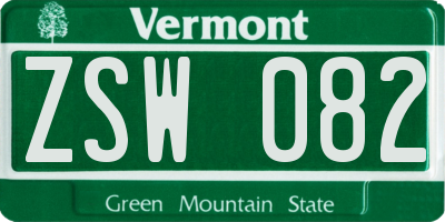 VT license plate ZSW082