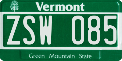 VT license plate ZSW085
