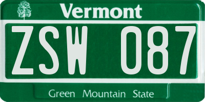 VT license plate ZSW087