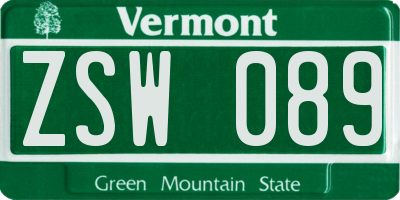 VT license plate ZSW089