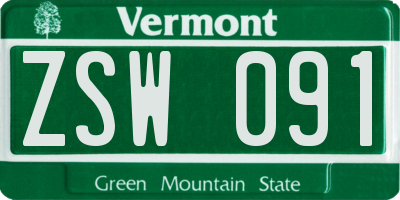 VT license plate ZSW091