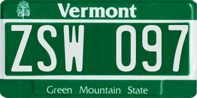 VT license plate ZSW097
