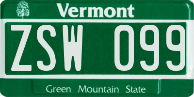 VT license plate ZSW099