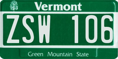 VT license plate ZSW106