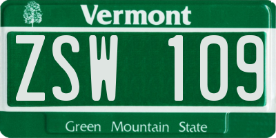VT license plate ZSW109