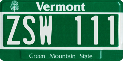 VT license plate ZSW111