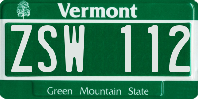 VT license plate ZSW112