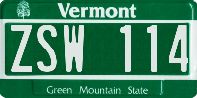 VT license plate ZSW114