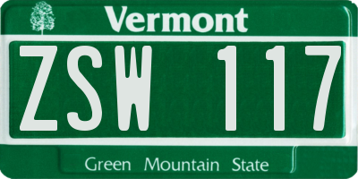 VT license plate ZSW117