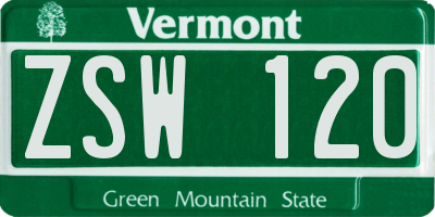 VT license plate ZSW120