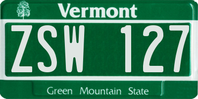 VT license plate ZSW127