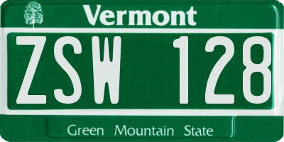 VT license plate ZSW128