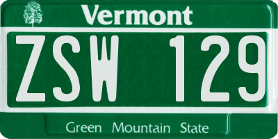 VT license plate ZSW129