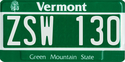 VT license plate ZSW130