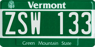 VT license plate ZSW133