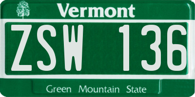 VT license plate ZSW136