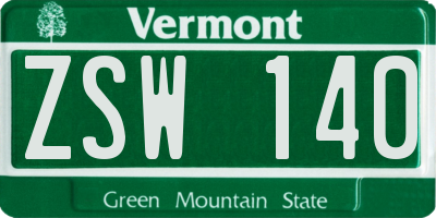 VT license plate ZSW140