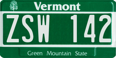 VT license plate ZSW142