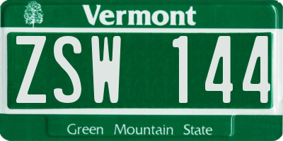 VT license plate ZSW144