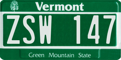 VT license plate ZSW147