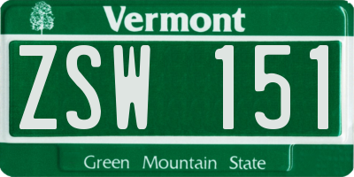 VT license plate ZSW151