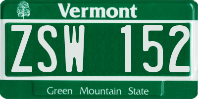 VT license plate ZSW152