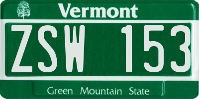 VT license plate ZSW153