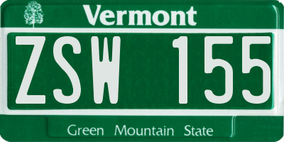 VT license plate ZSW155