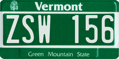 VT license plate ZSW156