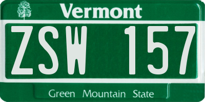 VT license plate ZSW157