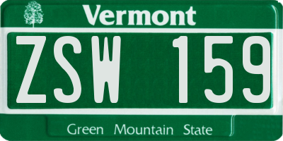 VT license plate ZSW159