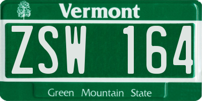 VT license plate ZSW164