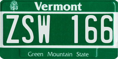 VT license plate ZSW166