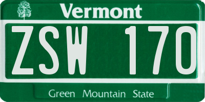 VT license plate ZSW170