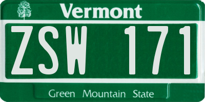 VT license plate ZSW171