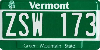 VT license plate ZSW173