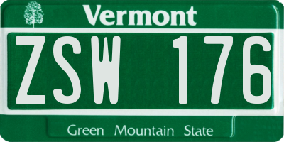 VT license plate ZSW176