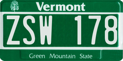 VT license plate ZSW178