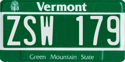 VT license plate ZSW179