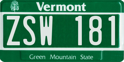 VT license plate ZSW181